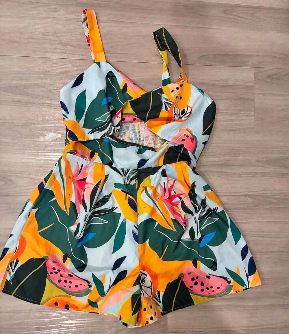 Shein Tropical Print Romper Size L Multi Color